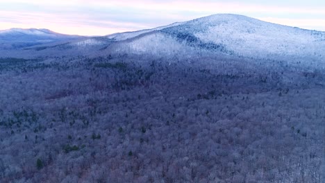 A-vast-canadian-forest-with-frosted-trees-filmed-with-a-drone-in-the-morning-light