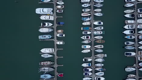 Top-view-aerial-footage-of-marina