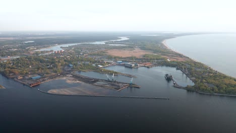 Aerial-footage-of-undeveloped-port-near-the-Baltic-sea
