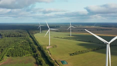Aerial-view-of-a-rotating-wind-turbine-energy-generation-park