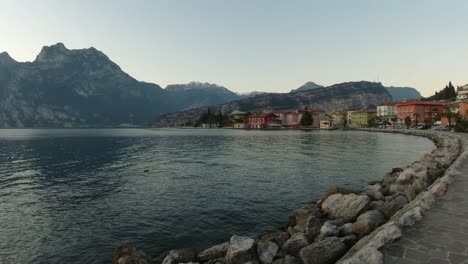 Garda-Lake-shore-mountain-landscape-from-Trobole,-Garda,-Italy