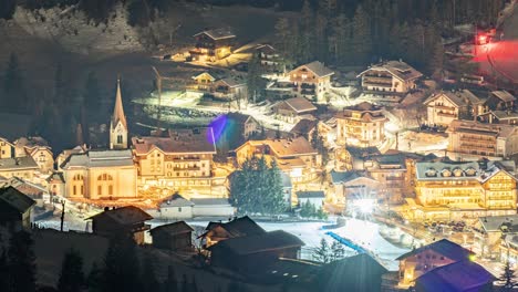 A-full-night-timelapse-view-of-the-town-center-in-San-Vigilio-di-Maredde,-Italy
