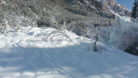 Hermosa-Vista-De-Invierno-En-El-Norte-De-Italia,-Dolomitas