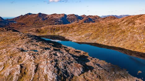 Aerial-view-of-the-small-lake-on-the-plateau-on-Senja-island