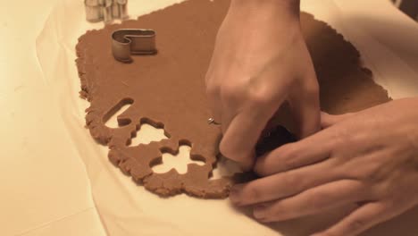 Cutting-out-different-Christmas-themed-cookies-from-caramel-rolled-dough