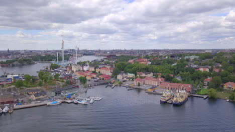 Drone-flyover-central-stockholm-amusement-park
