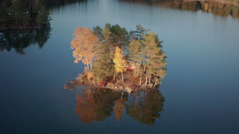 Aerial-view-of-the-tiny-island-somewhere-in-Norway