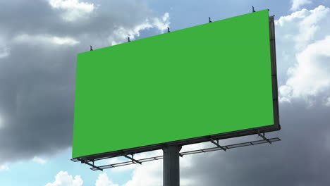 Green-screen-billboard,-wide-shot-time-lapse,-clouds-background