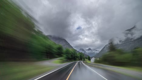 A-drive-on-the-narrow-road-in-the-Norwegian-countryside