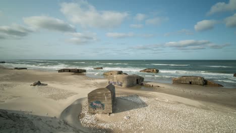 Motion-lapse-of-the-World-War-2-Bunkers-at-Vigso,-Denmark