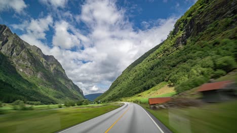 A-drive-on-the-E39-freeway-in-Norway-near-Byrkjelo