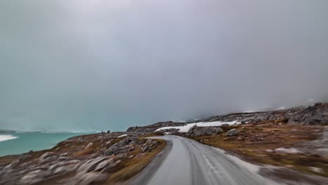 A-drive-on-the-County-Road-258-towards-Stryn,-Norway