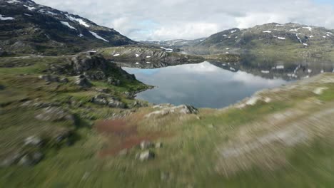 Flight-over-the-countless-lakes-on-the-Strynfjellet-mountain-range