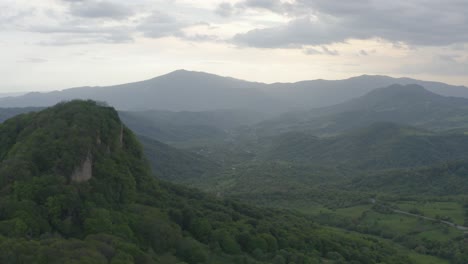 Fly-over-aerial-view-of-mountains-in-Kakheti-region-in-Georgia