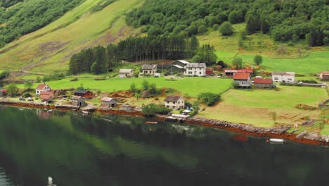 Bird's-eye-view-of-the-village-of-in-Bakka,-Norway