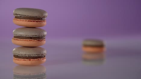 Three-macaroons-cookies-in-a-stack-spin-around