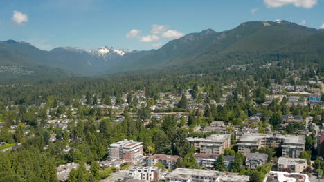 Szenische-Luftaufnahme-Der-North-Shore-Mountains-Vom-Zentrum-Von-Lonsdale,-North-Vancouver