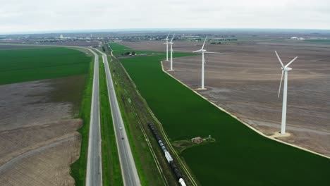 Reihe-Von-ökologischen-Windkraftanlagen,-Die-Grünen-Strom-Erzeugen
