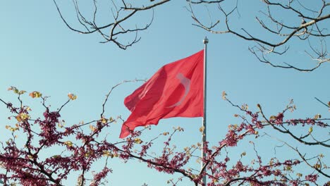 Eine-Türkische-Nationalflagge-Weht-Im-Wind