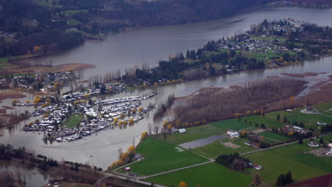 Aerial-View-Of-Abbotsford-In-BC,-Canada-Submerged-In-Catastrophic-Floodwater-After-Heavy-Rainstorm