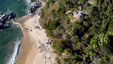 Rising-aerial-drone-clip-of-Playa-Carricitos-in-Nayarit,-Mexico