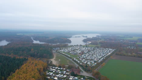 Aerial-View-Of-Campgrounds-And-Petersfield-Town-On-The-Bank-Of-Thulsfelder-Stausee-In-Germany