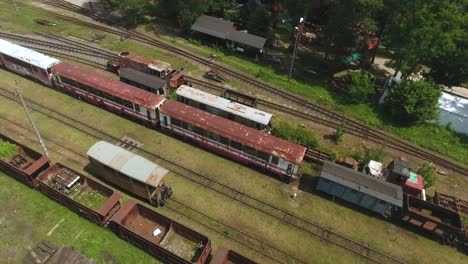 Aerial-Shot-of-Vintage-Rusty-Trains