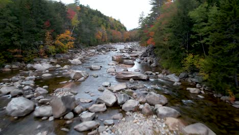 New-Hampshire-Drone-video-kancamagus-highway-swift-river-with-changing-leaves