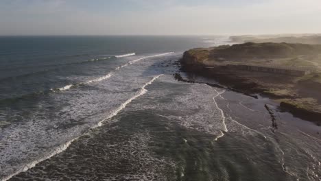 Rotating-aerial-view-of-dramatic-Mar-del-Plata-coastline