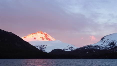 Time-Lapse-of-the-Mount-Tronador-Glacier,-from-Lake-Ilón,-Patagonia-Argentina