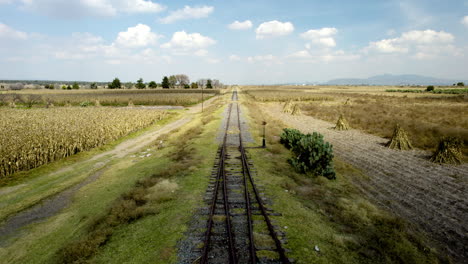 Blick-Auf-Die-Eisenbahn-Durch-Die-Landschaft