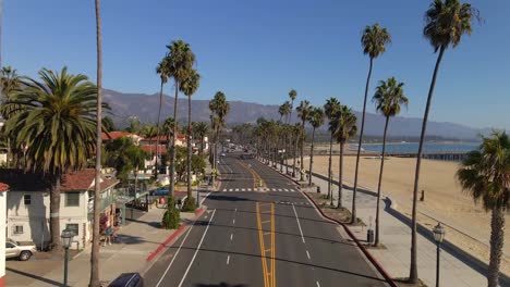 Street-by-the-beach-at-Santa-Barbara-California-aerial-view