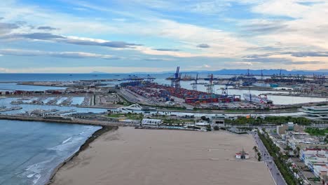 Nearing-in-to-port-harbour-infrastructure-of-Valencia-Spain