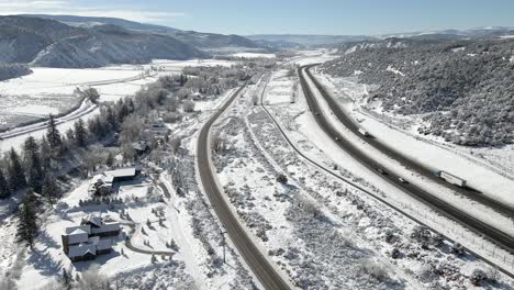 Aerial-footage-along-Interstate-70,-the-Eagle-River-and-the-Grand-Army-of-the-Republic-Highway