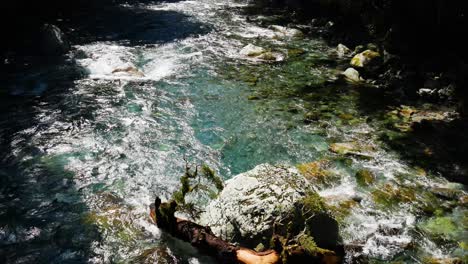 Langsam-Fließender-Transparenter-Bach-Mit-Frischem-Wasser-Der-Berge-An-Sonnigen-Tagen-Im-Nationalpark-Von-Neuseeland