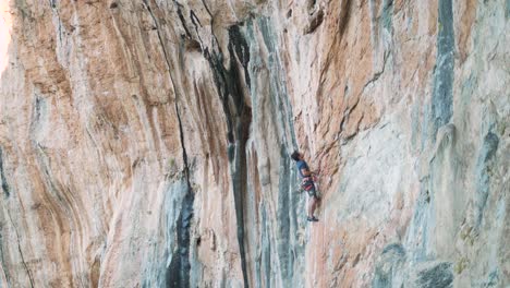 Climbing-a-vertical-mountain-in-Greece