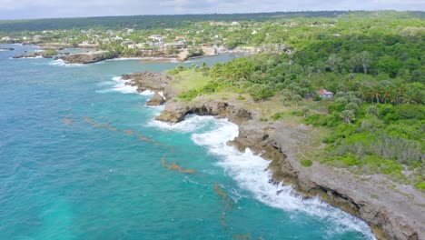 Sea-waves-break-on-rocky-coast-of-Boca-de-Yuma-in-Dominican-Republic