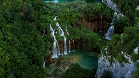 Stunning-View-Of-Terraced-Lakes-With-Waterfalls-At-Plitvice-Lakes-National-Park-In-Central-Croatia