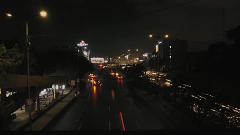 TimeLapse-At-Night-Of-Motorway-Traffic-In-Karachi