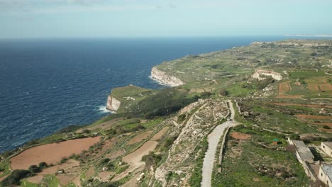 AERIAL:-Mediterranean-Sea-Crashes-Waves-on-Dingli-Cliff-During-Winter-in-Malta