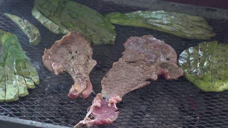 Cactus-and-meat-on-a-grill