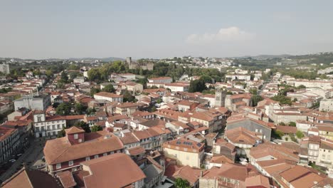 Guimaraes-Portuguese-picturesque-town-aerial-view-drone-shot-of-European-village