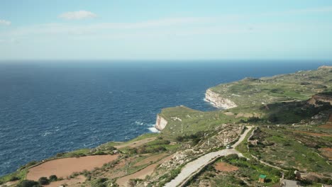 AERIAL:-Roaring-Mediterranean-Sea-near-Dingli-Cliffs-During-Winter-in-Malta
