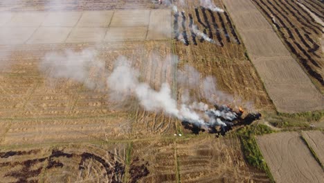 Drone-Flying-above-burning-stubble-in-the-field