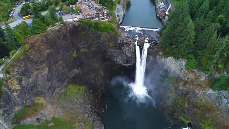 Wide-aerial-pulling-away-from-Snoqualmie-Falls-in-Washington-State
