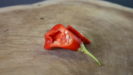 Rotation-of-the-inside-of-a-Mad-Hatter-Pepper,-Capsicum-Baccatum