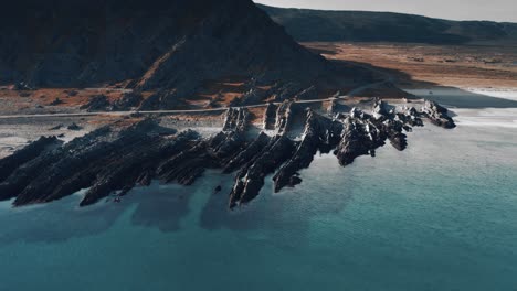 Aerial-view-of-the-long-jagged-reefs-on-the-Varanger-shores