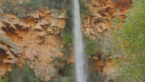 Majestic-Water-Cascade-Of-The-Legendary-Salto-De-La-Novia-Waterfall-In-Navajas,-Castellon,-Spain