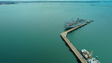 RFA-Argus-Military-Ship-at-Portland-Harbour-in-English-Channel---Aerial