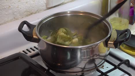 Cactus-or-nopal-cooking-on-a-pot-with-onion-and-spices
